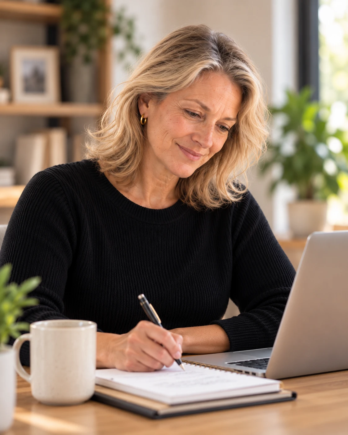 Martha, Nuanix Operations Assistant, taking notes at her laptop