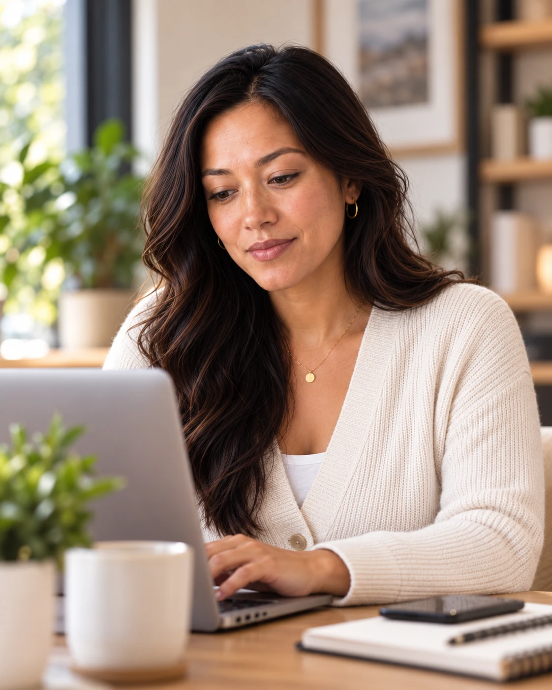 Ryann, Nuanix Inside Sales Agent, working at her laptop